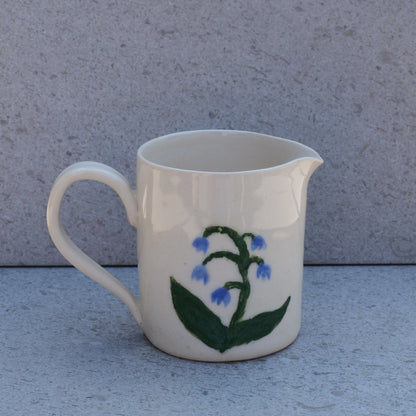 Side View 1 - Cream Blue Iris Small Pitcher