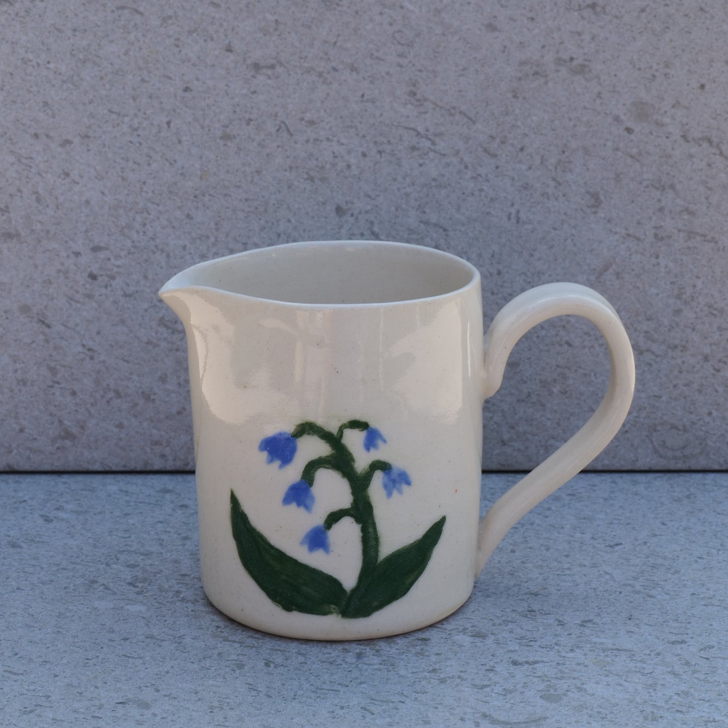 Side View - Cream Blue Iris Small Pitcher