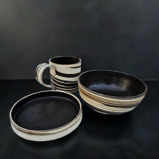 Marbled Clay Breakfast Set (Bowl, Mug, Small Plate)