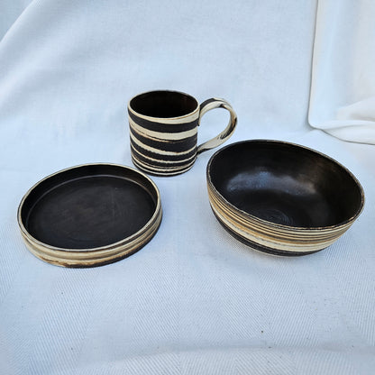 Marbled Clay Breakfast Set (Bowl, Mug, Small Plate)