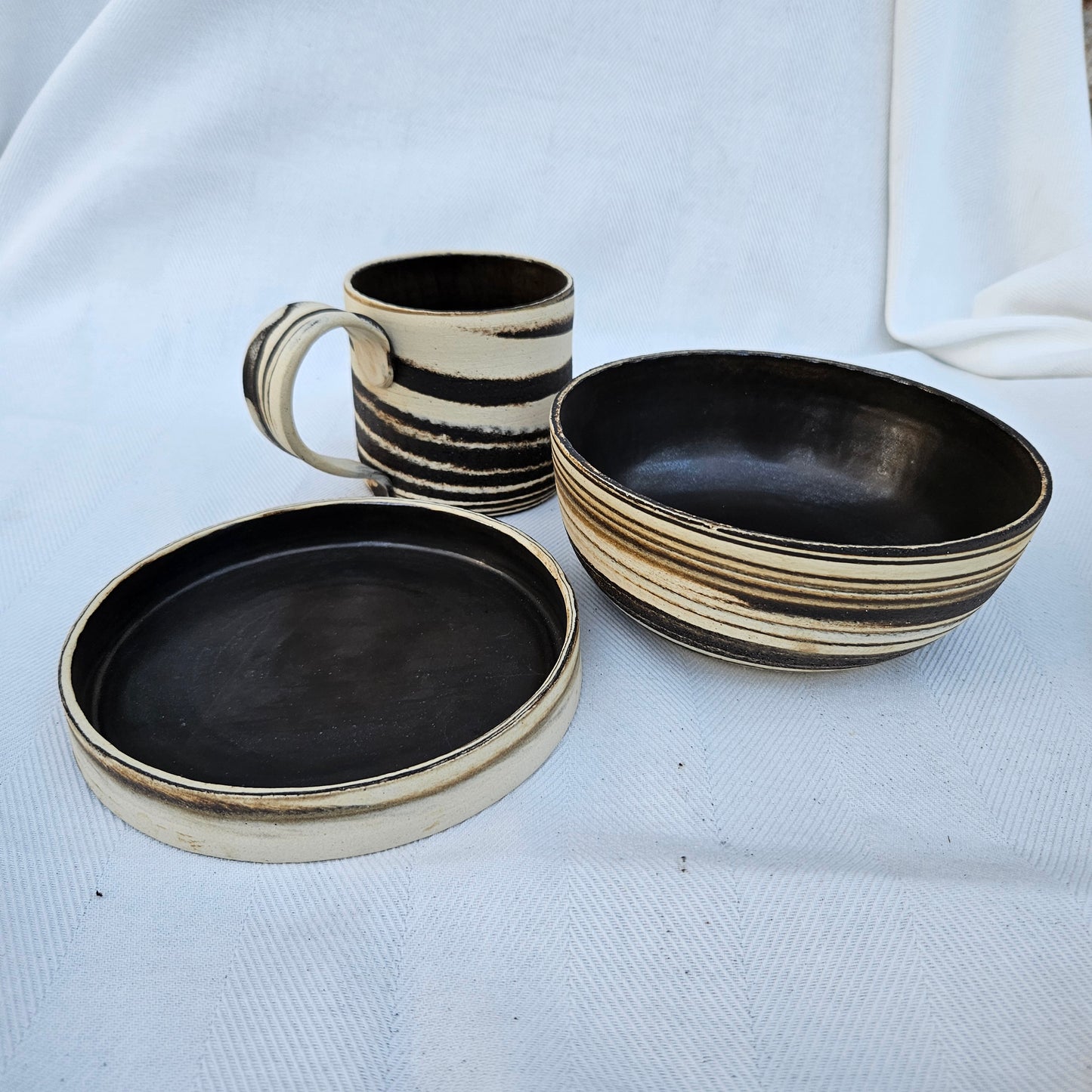 Marbled Clay Breakfast Set (Bowl, Mug, Small Plate)